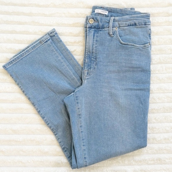 GOOD AMERICAN Straight Leg Jeans Light Wash Organic Cotton Size 10 30 - Picture 2 of 12